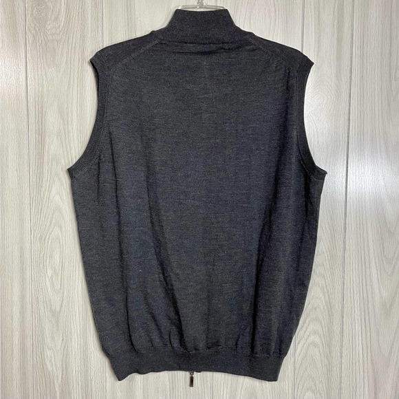Made in Italy 100% merino wool. Saks Fifth Avenue Black Zip Up Sweater Vest - Picture 6 of 14